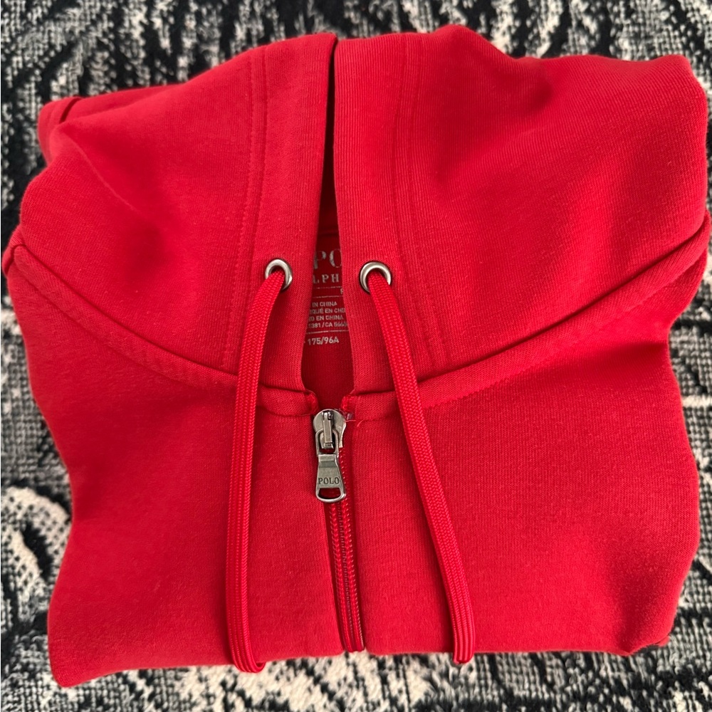 Polo Ralph Lauren Performance Double Knit Cherry Red Zip-Up Hoodie - Picture 7 of 7